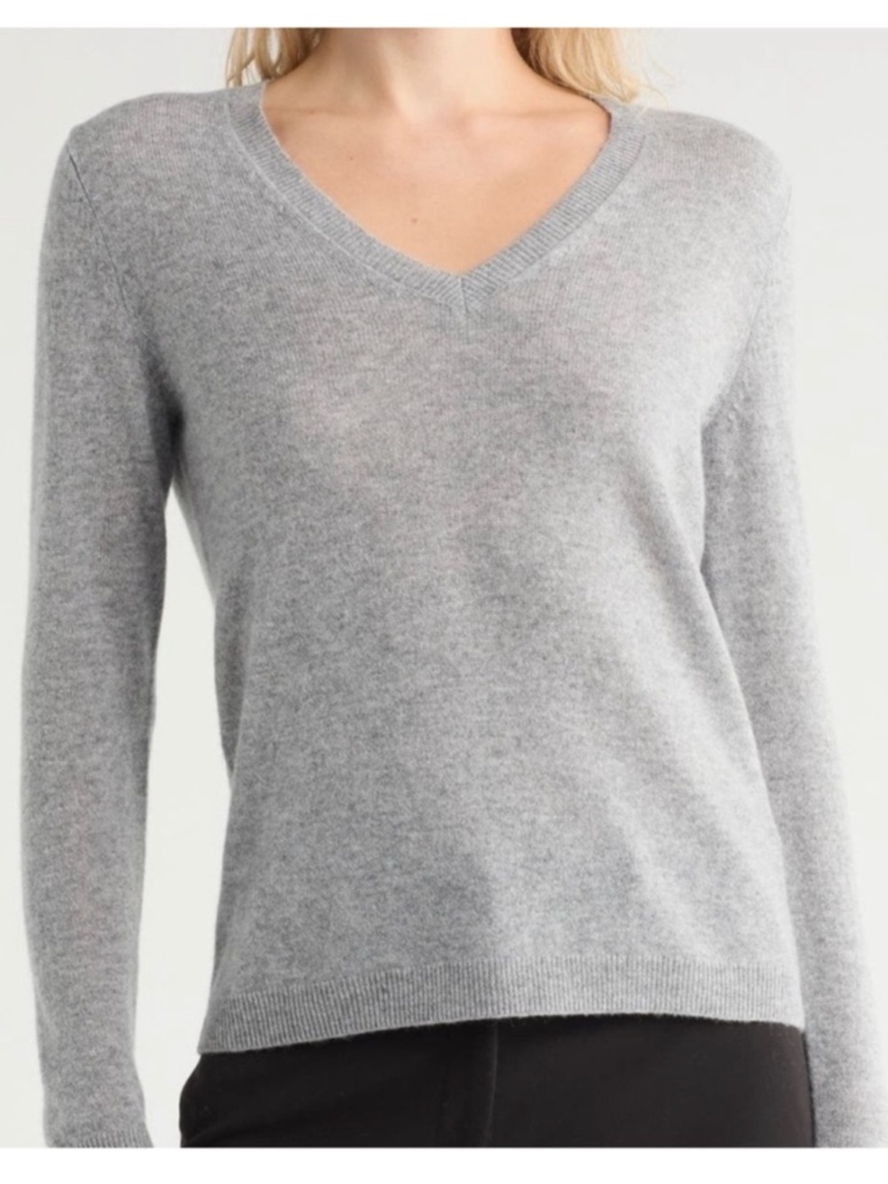 Halogen 100% Cashmere v-neck Sweater gray size XS